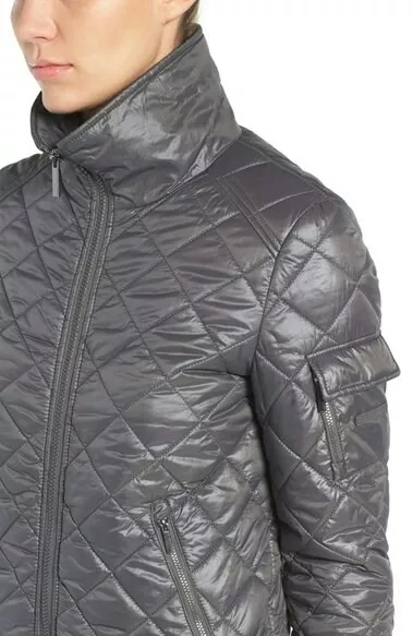 FRENCH CONNECTION Women's  Grey Quilted Bomber Jacket Size M  RRP £180.00 2