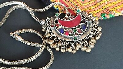 Old Afghanistan Pendant on Chain with Local Stones and Silver …beautiful collect 3