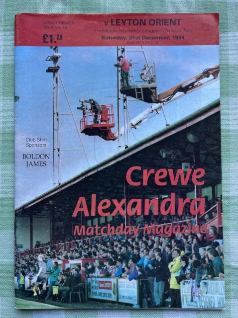 Football Programme - Crewe Alexandra v Leyton Orient - Division 2 - 31 Dec 1994