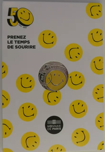 FRANCE 2022 - 10 Euros Argent Colorisé  - 50 Ans du SMILEY - 15000 exemplaires 