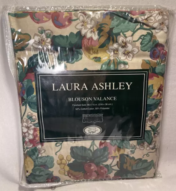 NEW Laura Ashley RUBENS Blouson Valance Floral & Fruit Green Burgundy