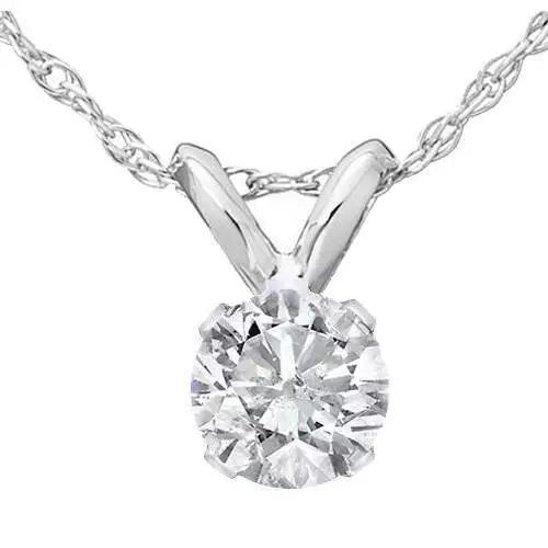 1/3 Ct Round Real Diamond Solitaire Pendant Necklace in 14k White Or Yellow Gold