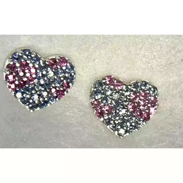 Roberto Coin 18k Heart Pink Blue Sapphire Heart Earrings White Gold