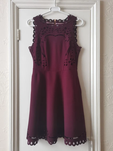 TED BAKER VERONY Cutwork Skater Dress Pink with Pockets - Size 2 / UK 10  12.00 - PicClick UK