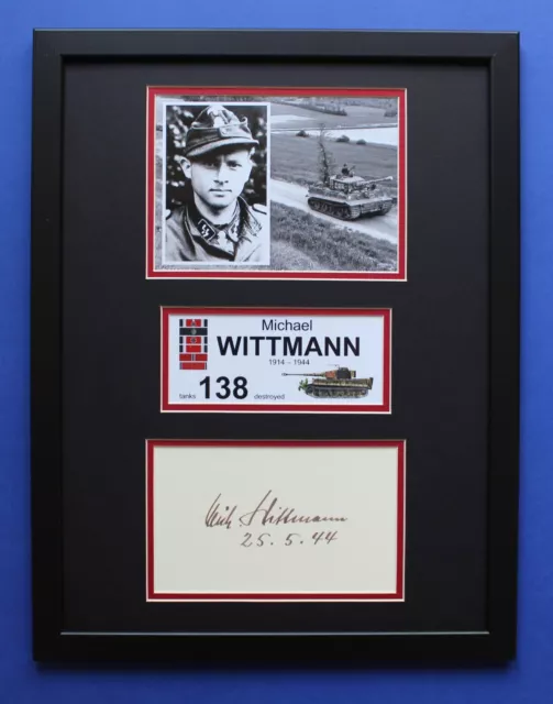 MICHAEL WITTMANN framed masterly display WW2 Top Tank Ace