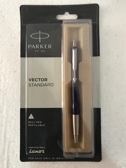 PARKER VECTOR STANDARD Navy Blue & Steel Body Ball Pen Free Reynolds