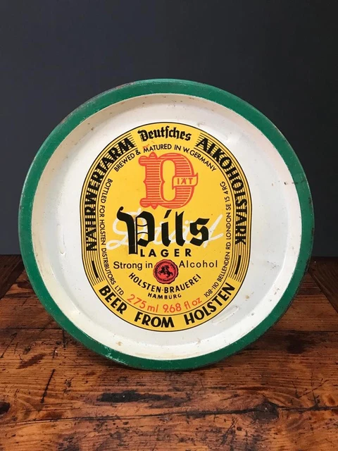 Holsten Pils lager beer tray vintage metal pub bar decor man cave wall art 12.5"