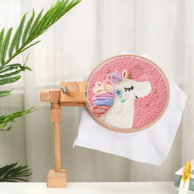 Embroidery Hoop Frame Stand with Hoop Beech Wooden Cross Stitch Rack Holder