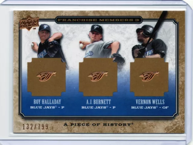 2008 UD Piece History Franchise Members Bronze ROY HALLADAY/BURNETT/WELLS #/799