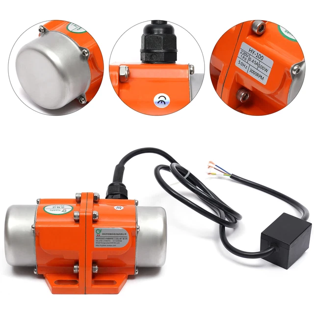 Trilmotor met toerentalregelaar, 220 V, asynchrone trilmotor, 3000 tpm, IP65, instelbare vibrator voor mijnbouw, metallurgie, bouw en mechanische apparaten (100 W