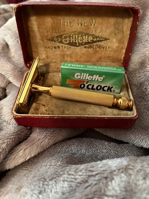 Late 1940s Gillette Gold Colored DE Tech Safety Razor