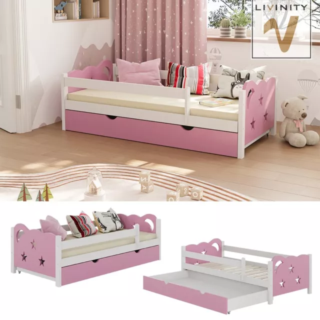 Kinderbett Einzelbett Juniorbett Jessica Weiß Pink 160x80 cm modern Livinity