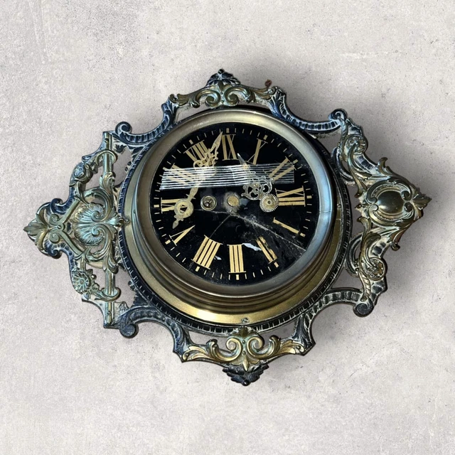 Grande Horloge Ancienne Bois Métal Marron 60x3x60cm - Bois-Métal