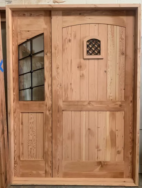 Rustic reclaimed lumber solid Doug Fir Wood door w/ glassU choose dimensions