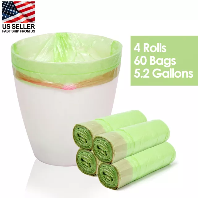 4 Rolls 60 pcs Durable Garbage Bag 5 Gallons Disposable Clean-up Trash Bags USA