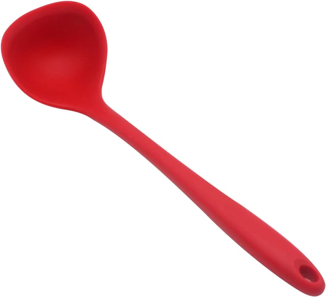 KUFUNG Silicone Ladle Spoon, Seamless & Nonstick Kitchen Soup Ladles, BPA-free &