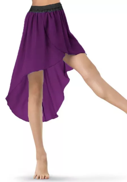 Femmes Haut Bas Violet Mousseline Asymétrique Jupe Ventre Dance Ballet Danse C41