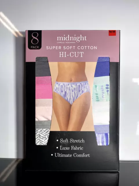 Carole Hochman Midnight Women's 8 Pack Soft Cotton High Cut Panties
