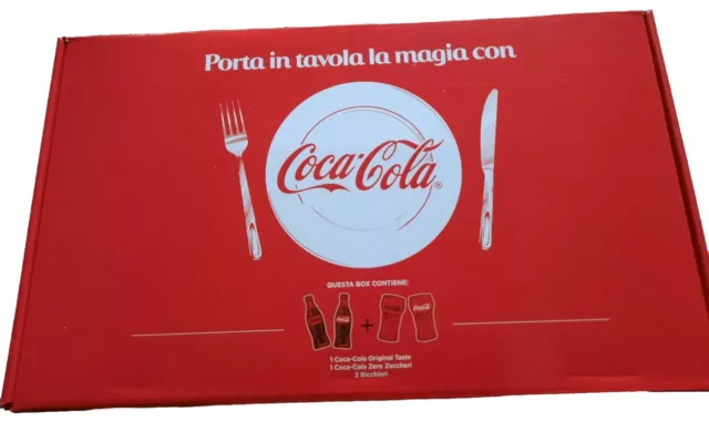 Coffret Coca Cola COLLECTOR ITALIE,2 Bouteilles + 2 Verres , NEUF !!!!!