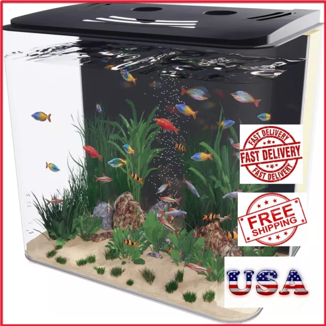 1.2 Gallon Aquarium, Betta Fish Tank Starter Kit with LED and Water Filter Pump