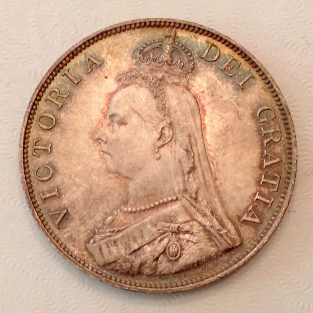 - 1889 Great Britain Victoria Jubilee Head Double Florin Uncirculated Unc