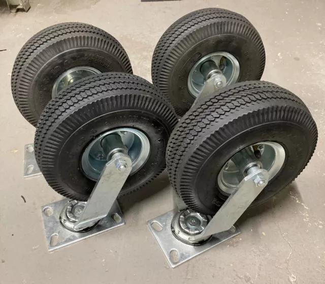 10DPN19SET 10 Inch Pneumatic Swivel Caster With Large Top Plate Set of 4