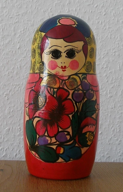 Russische Matroschka. Babuschka. EINZEL-PUPPE! Flaschen-Träger.23 cm GESCHENKBOX