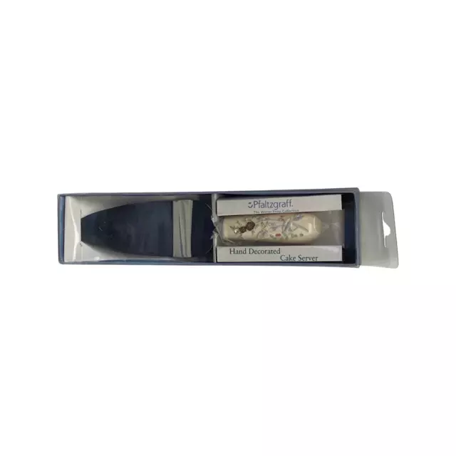 Pfaltzgraff Winter Frost Hand Decorated Cake Server 9.5" Blue Holly Berries Pine