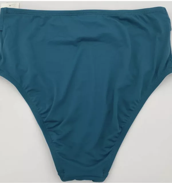 Bar III Sunset Solids Ring High-Waist Bottoms Teal Size Large Swimwear New 2