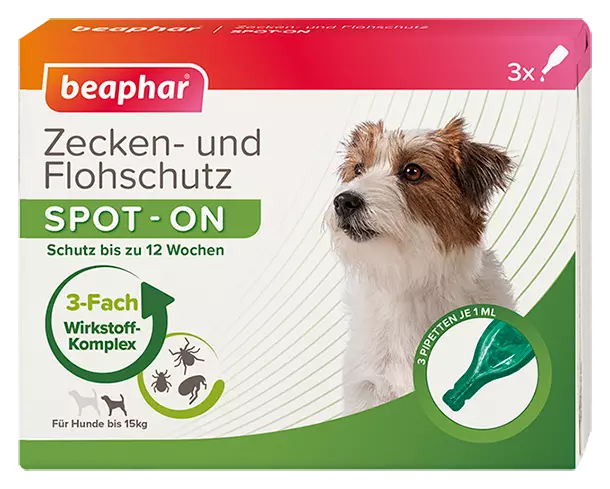 BEAPHAR 13846 Zecken- und Flohschutz SPOT-ON 3x1ml, für kleine Hunde (bis 15kg)