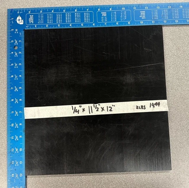 1/4" Thick DELRIN / ACETAL BLACK FLAT SHEET STOCK .250" x 11.50" x 12.00"