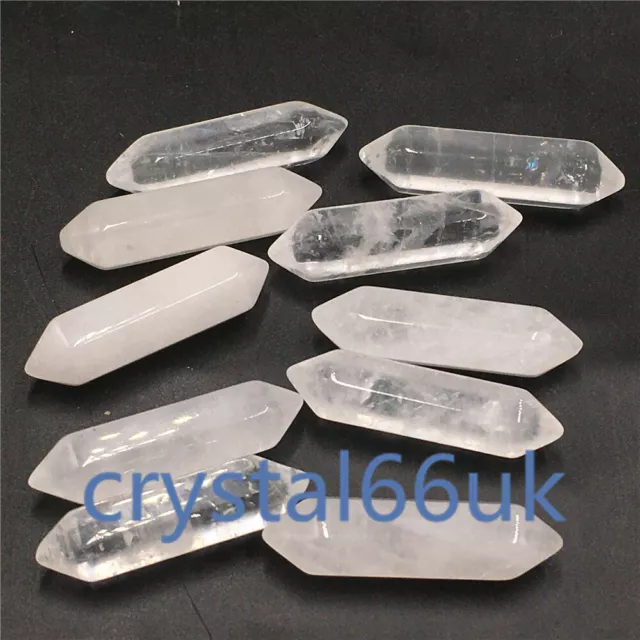 Natural Clear Quartz Double Point Obelisk Crystal Wand Reiki Healing 10pcs