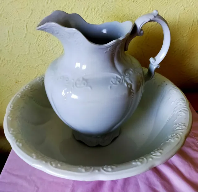 J & G Meakin Ironstone China Pitcher And Wash Basin 15 Inches Diameter Jug 11"