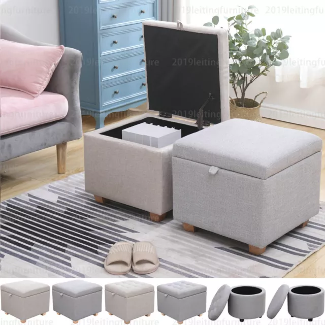 Storage Ottoman Toy Box Chair Seat Foot Stool Footstool Footrest Cube Pouffe