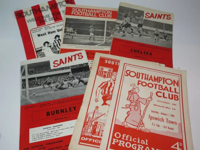 Vintage Football Programme Southampton Maisons 1961-1974 Sélection Disponible