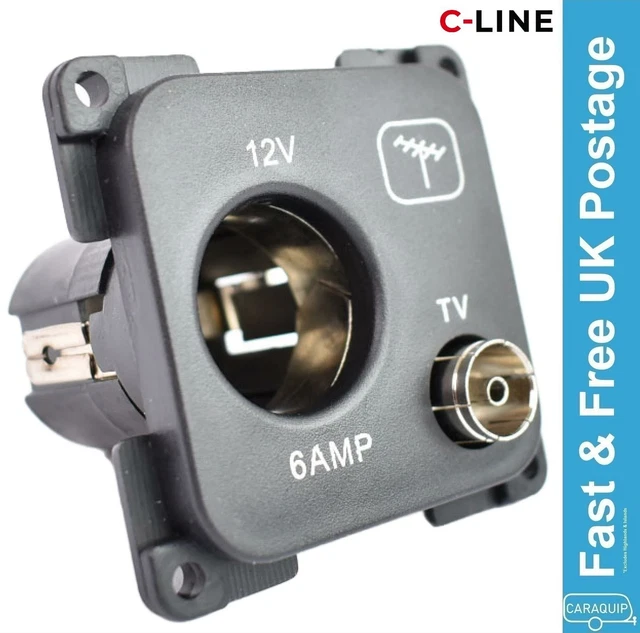 CLINE 12 VOLT & TV Socket Outlet CBE Caravan Motorhome VW Campervan Boat 11.42 PicClick CLINE 12 VOLT & TV Socket Outlet CBE Caravan Motorhome VW Campervan Boat 11.42 PicClick