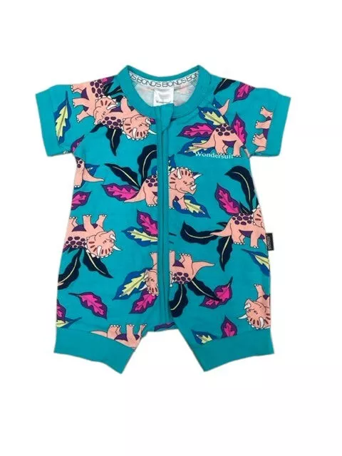 Bonds Baby Short Sleeve Zip Wondersuit Romper size 0000 Colour Tropic