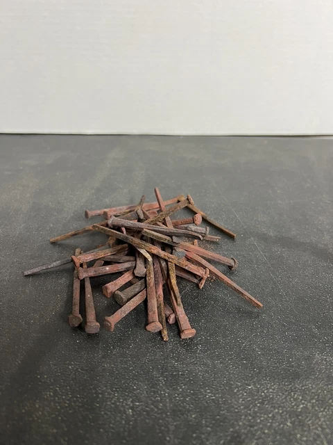 lot of 38 vintage antique 3" long square cut nails spikes rusty