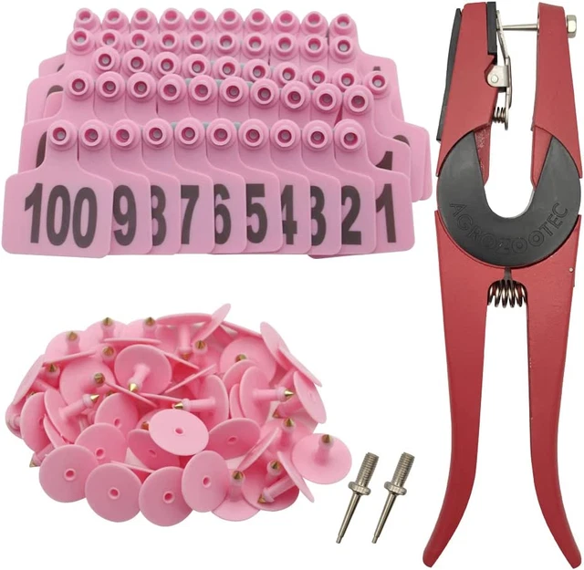 Cattle Ear Tags 001-100 Number Plastic Livestock Animal Tag