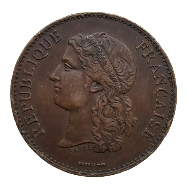 1789 FRENCH REVOLUTION CENTENARY EXPOSITION BRONZE MEDAL BY BARRE, 33mm