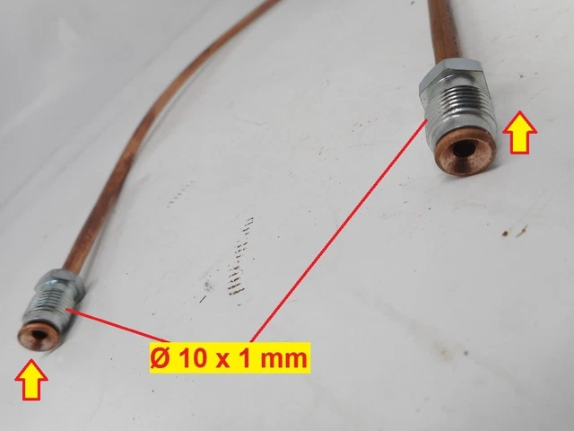 Guida Freno In Rame 10 Cm Con Raccordi F10x1/M12x1 - Per Impianti Frenanti Auto E Moto