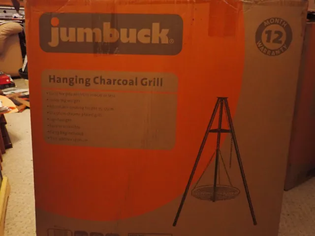 Jumbuck Hanging Tripod BBQ Grill Portable with Carry Bag Adjustable Height