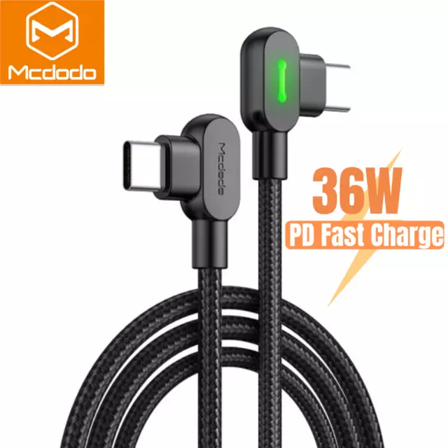 Mcdodo 90 Degree USB C Type C Cable 36W PD Fast Charger For iPhone 12 11 Pro XR