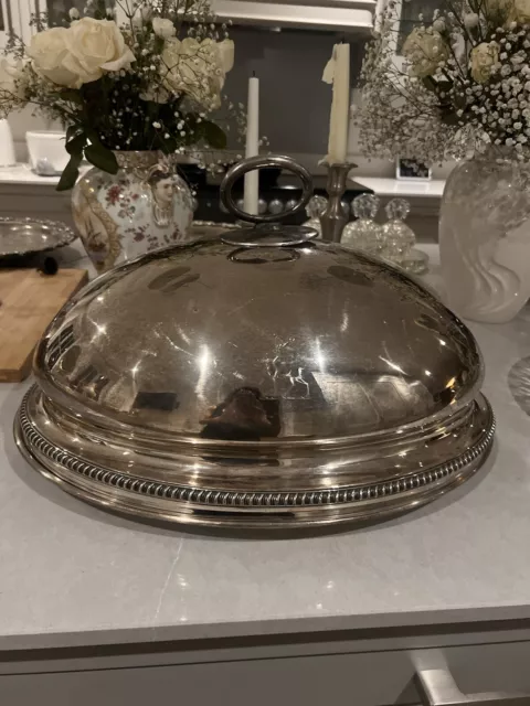Victorian Silver Plate large Meat Cover 3
