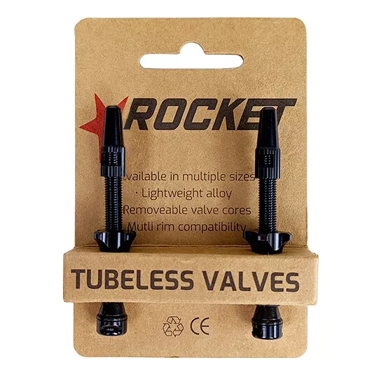 Rocket 48mm 60mm 80mm Road Gravel MTB Tubeless Valve Set - Black