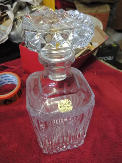 Vintage FRENCH Lead Crystal Decanter w/- Stopper: Cristal d'Arques, 25 cm tall