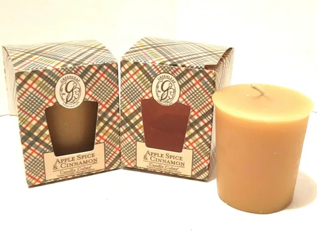 Greenleaf Apple Spice & Cinnamon scented Votives lot 2 candle cube retired