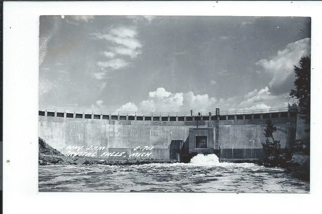 Real Photo Postcard Post Card Crystal Falls Michigan Mich Mi Way Dam