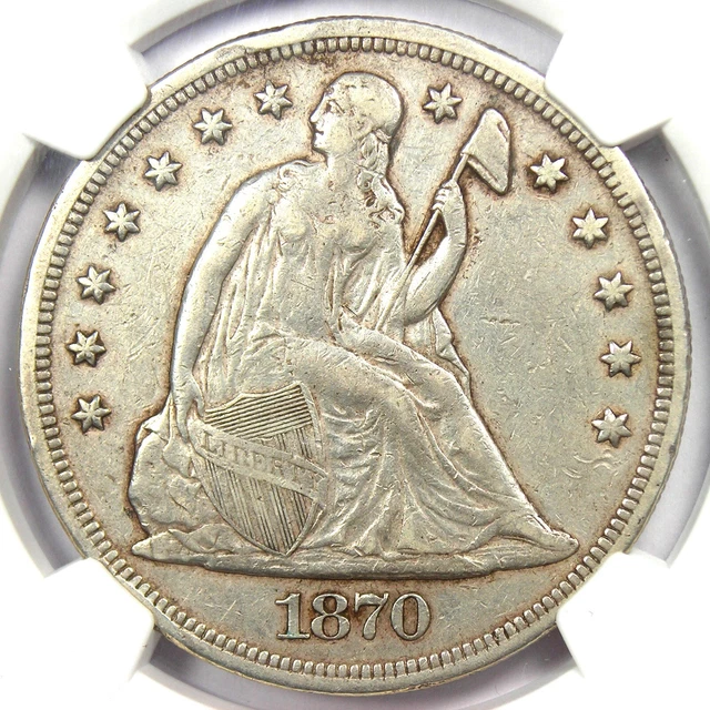 1870 Seated Liberty Silver Dollar $1 - Certified NGC XF Detail - Rare Early Coin