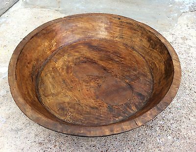 Old Early Heavy Primitive Handmade Salad Keeping Wooden Plate,Rich Patina